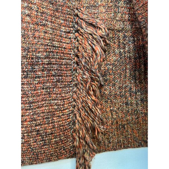 Chicos Womens Knit Poncho Sweater Fringe Size 2 Medium Mixed-Color - Picture 5 of 13